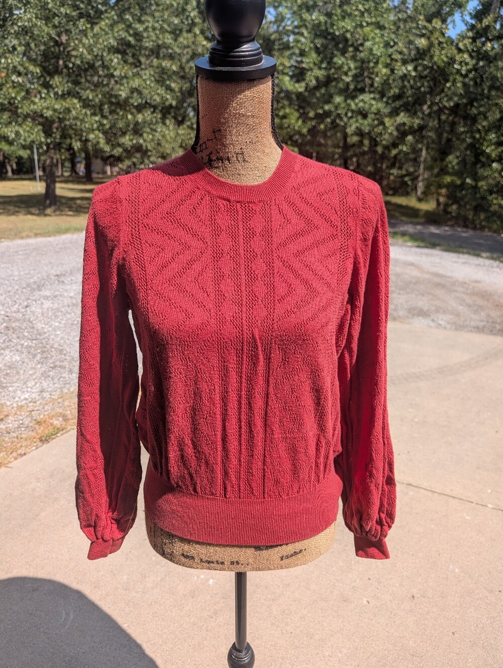 Joie Crimson Textured Knit Long-Sleeve Sweater